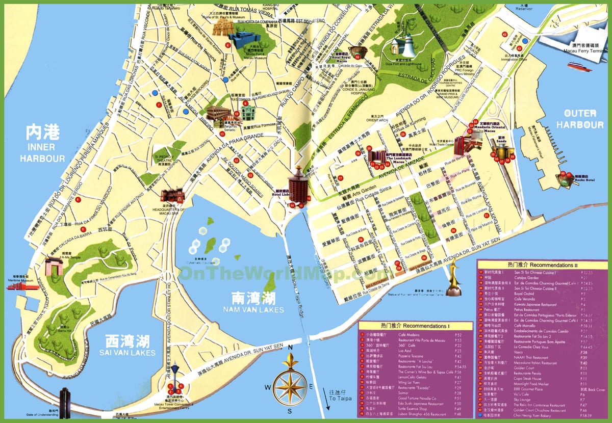 matangazo ya utalii katika Macau ramani